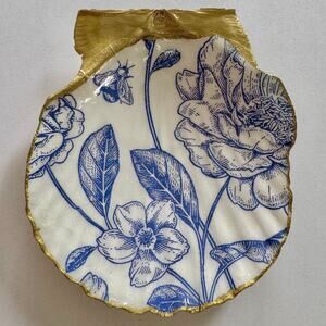 Vintage Garden Blue Seashell Trinket Dish